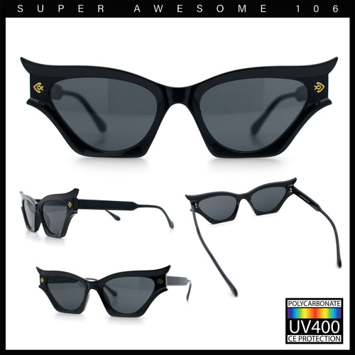 Womens Rich Gilded Age Opulent Gothic Cat Eye Plastic Fashion Sunglasses