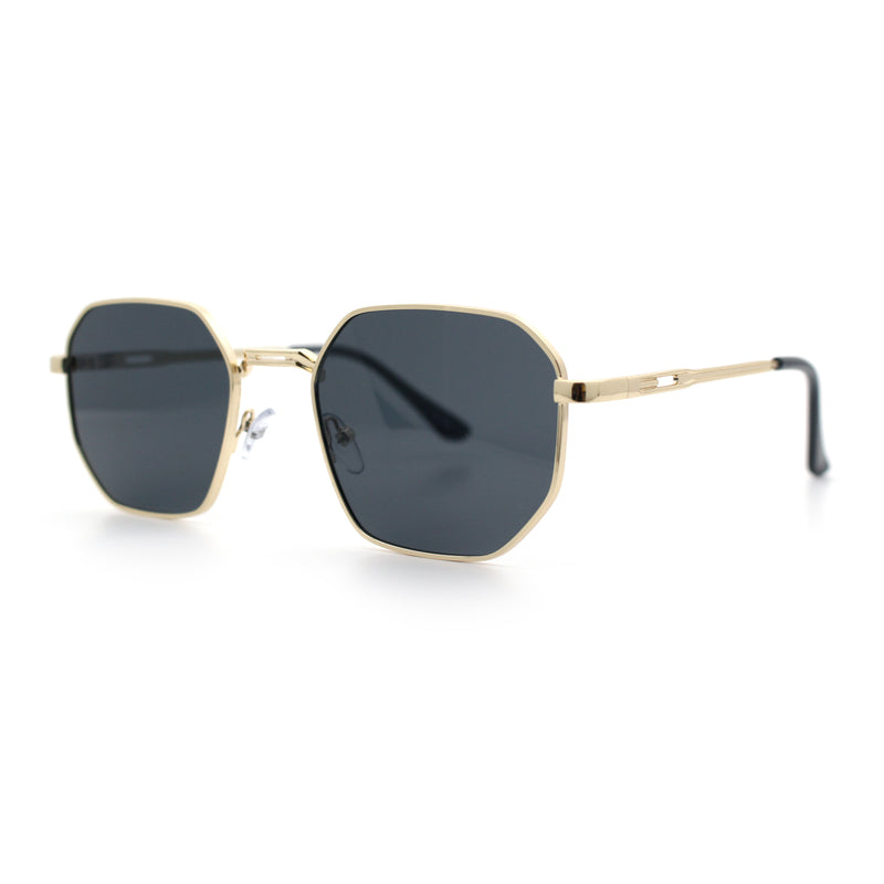 Mens Gentlemanly Luxe Rectangular Metal Rim Hipster Retro Fashion Sunglasses