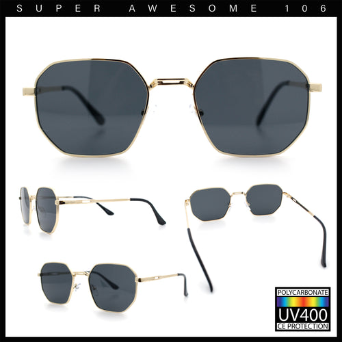 Mens Gentlemanly Luxe Rectangular Metal Rim Hipster Retro Fashion Sunglasses