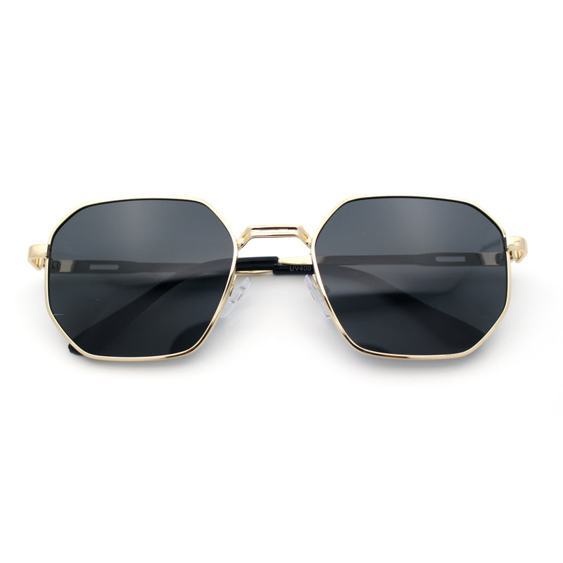 Mens Gentlemanly Luxe Rectangular Metal Rim Hipster Retro Fashion Sunglasses