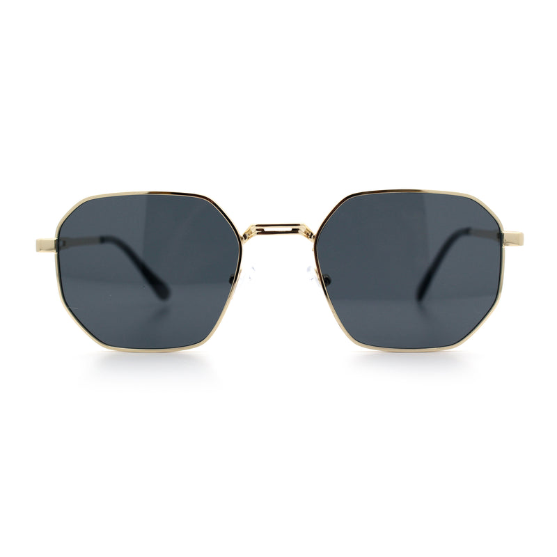 Mens Gentlemanly Luxe Rectangular Metal Rim Hipster Retro Fashion Sunglasses