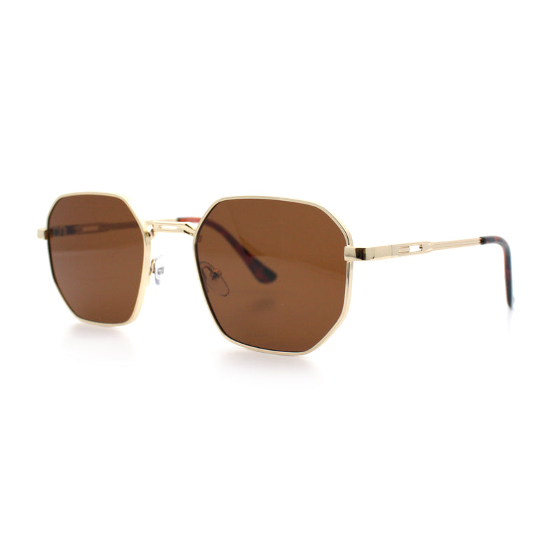 Mens Gentlemanly Luxe Rectangular Metal Rim Hipster Retro Fashion Sunglasses