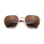 Mens Gentlemanly Luxe Rectangular Metal Rim Hipster Retro Fashion Sunglasses