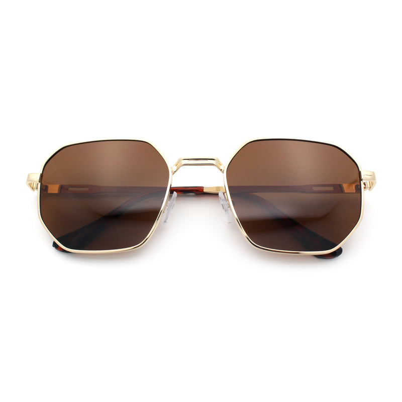 Mens Gentlemanly Luxe Rectangular Metal Rim Hipster Retro Fashion Sunglasses