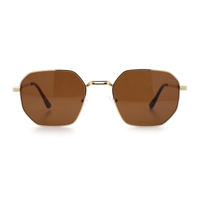 Mens Gentlemanly Luxe Rectangular Metal Rim Hipster Retro Fashion Sunglasses