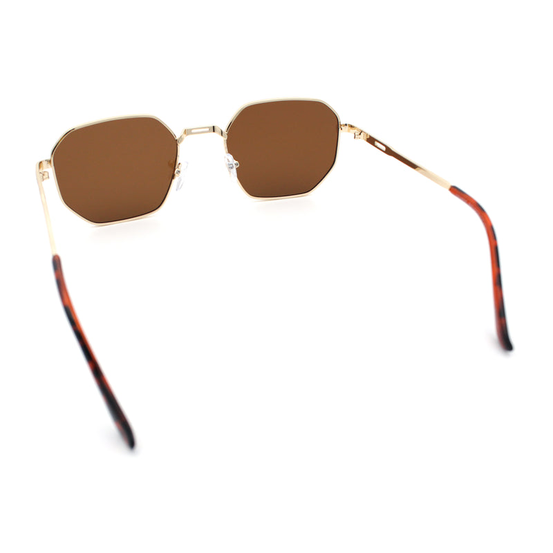 Mens Gentlemanly Luxe Rectangular Metal Rim Hipster Retro Fashion Sunglasses