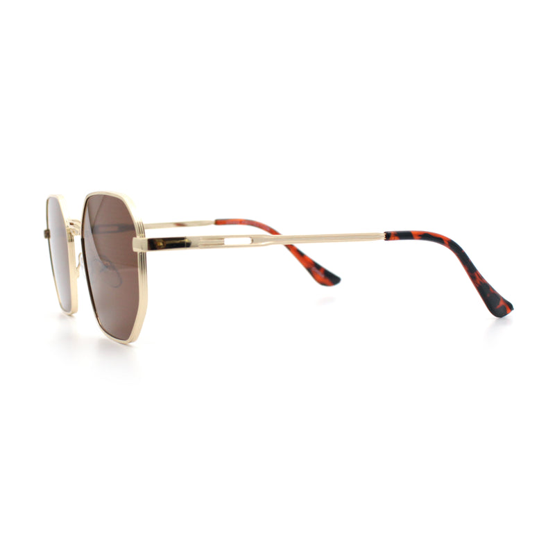 Mens Gentlemanly Luxe Rectangular Metal Rim Hipster Retro Fashion Sunglasses