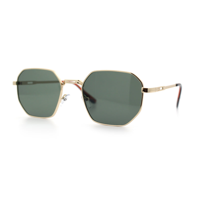 Mens Gentlemanly Luxe Rectangular Metal Rim Hipster Retro Fashion Sunglasses