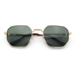 Mens Gentlemanly Luxe Rectangular Metal Rim Hipster Retro Fashion Sunglasses