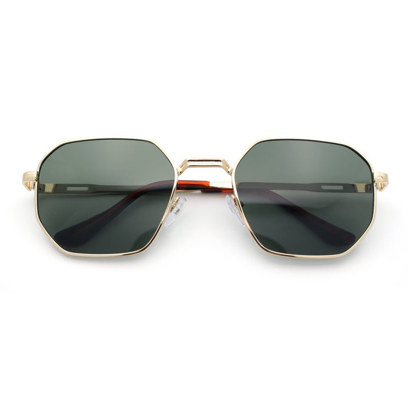 Mens Gentlemanly Luxe Rectangular Metal Rim Hipster Retro Fashion Sunglasses