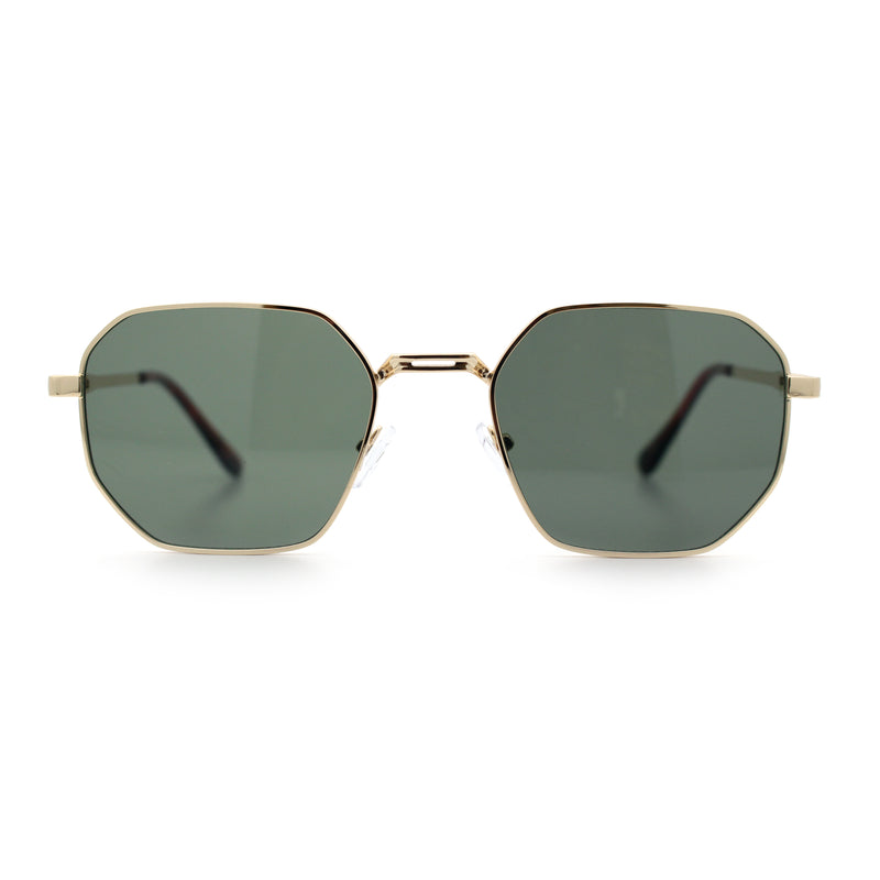 Mens Gentlemanly Luxe Rectangular Metal Rim Hipster Retro Fashion Sunglasses