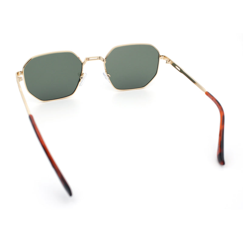 Mens Gentlemanly Luxe Rectangular Metal Rim Hipster Retro Fashion Sunglasses