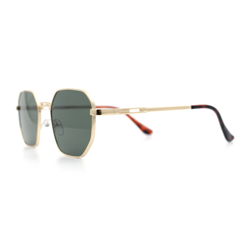 Mens Gentlemanly Luxe Rectangular Metal Rim Hipster Retro Fashion Sunglasses
