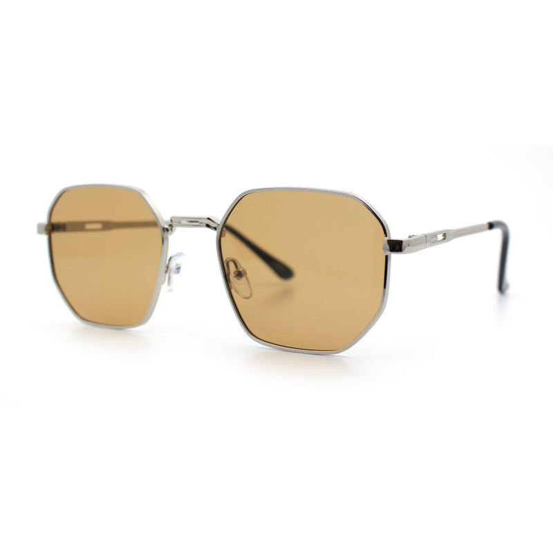Mens Gentlemanly Luxe Rectangular Metal Rim Hipster Retro Fashion Sunglasses