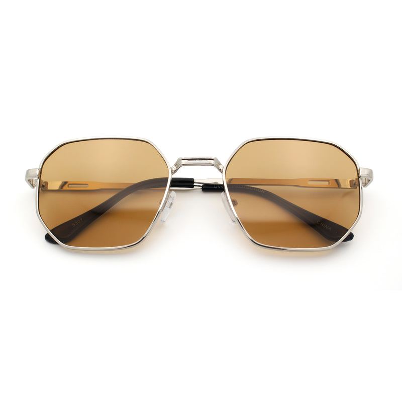 Mens Gentlemanly Luxe Rectangular Metal Rim Hipster Retro Fashion Sunglasses