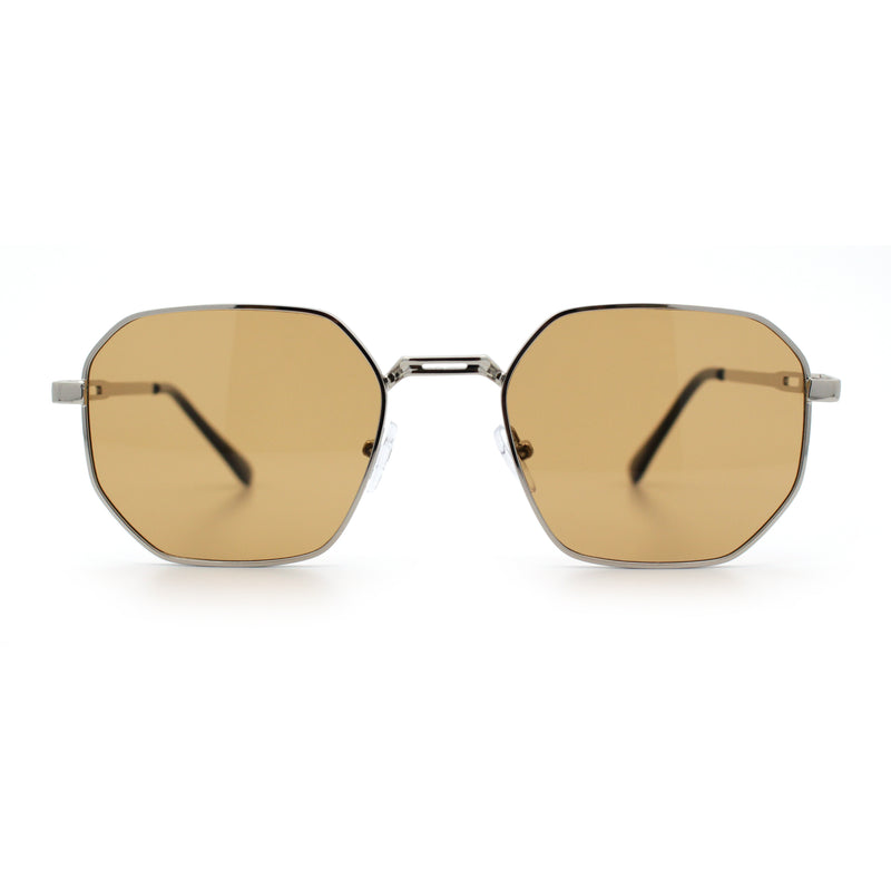 Mens Gentlemanly Luxe Rectangular Metal Rim Hipster Retro Fashion Sunglasses