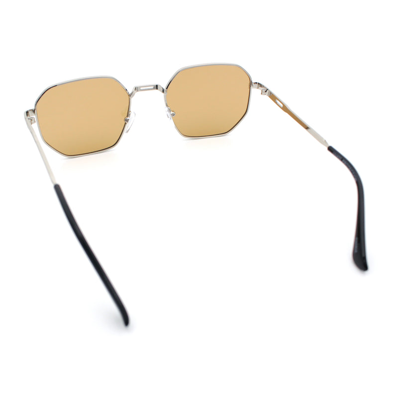 Mens Gentlemanly Luxe Rectangular Metal Rim Hipster Retro Fashion Sunglasses