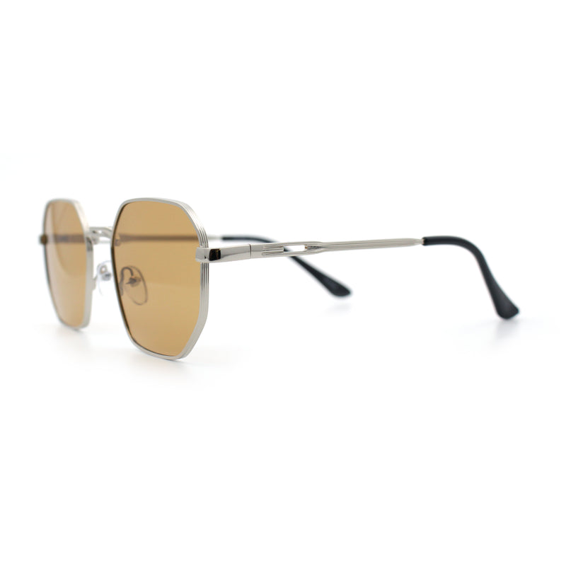 Mens Gentlemanly Luxe Rectangular Metal Rim Hipster Retro Fashion Sunglasses