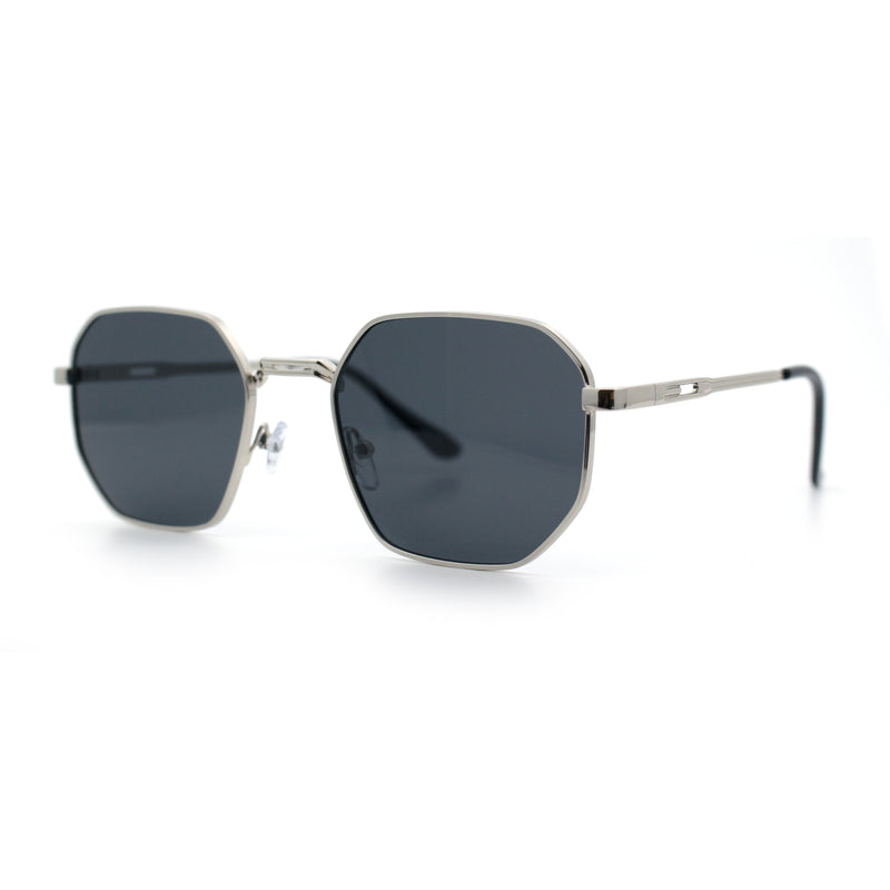 Mens Gentlemanly Luxe Rectangular Metal Rim Hipster Retro Fashion Sunglasses