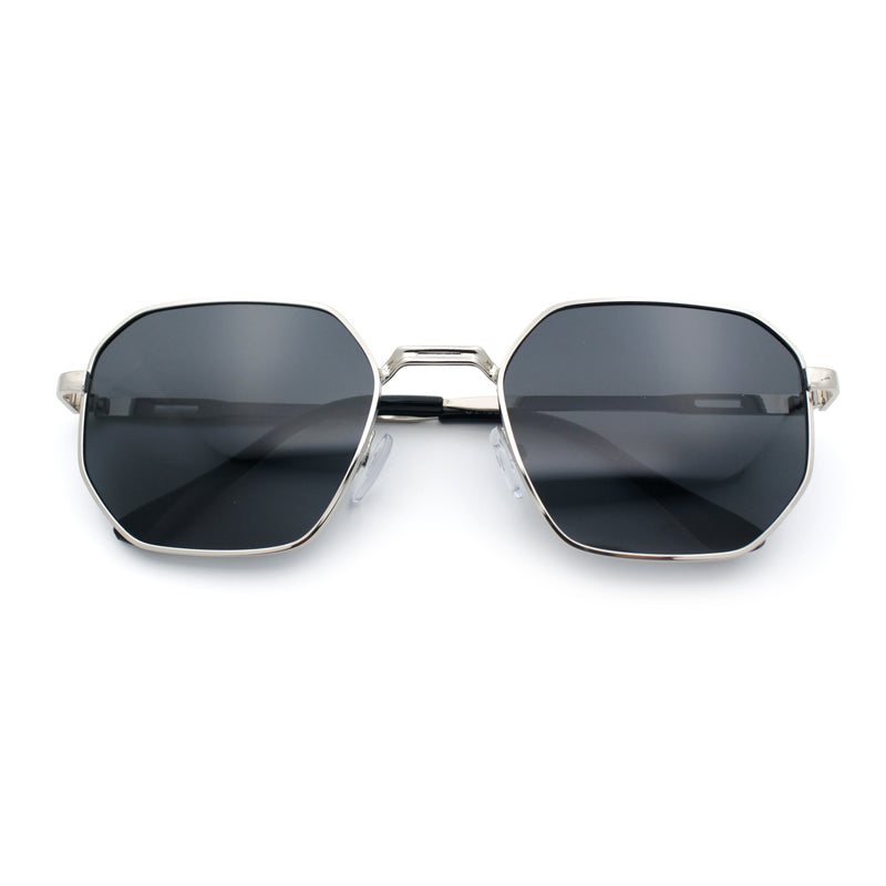 Mens Gentlemanly Luxe Rectangular Metal Rim Hipster Retro Fashion Sunglasses