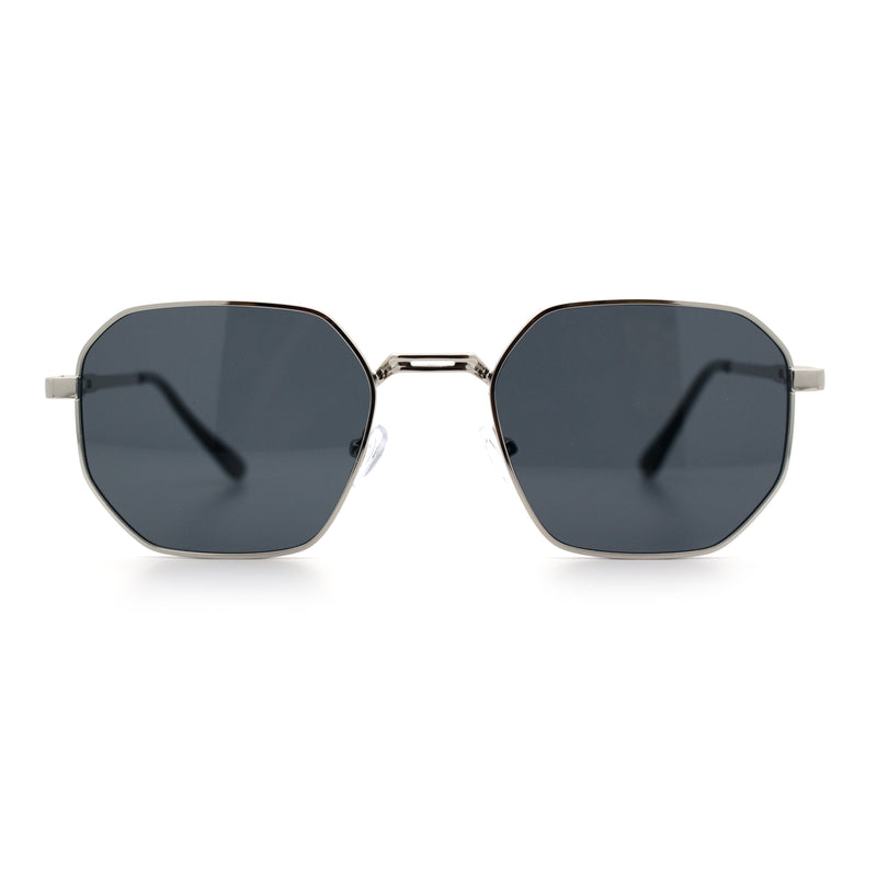Mens Gentlemanly Luxe Rectangular Metal Rim Hipster Retro Fashion Sunglasses