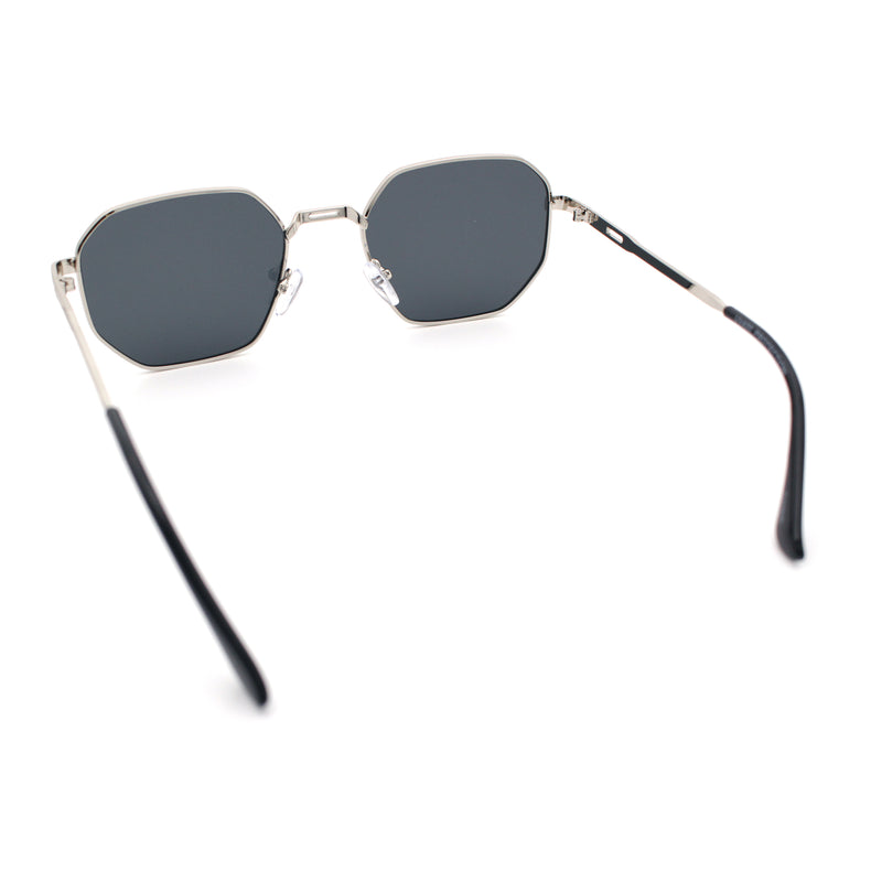 Mens Gentlemanly Luxe Rectangular Metal Rim Hipster Retro Fashion Sunglasses