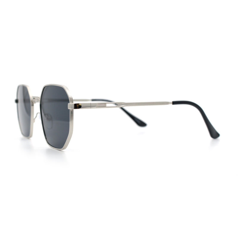Mens Gentlemanly Luxe Rectangular Metal Rim Hipster Retro Fashion Sunglasses