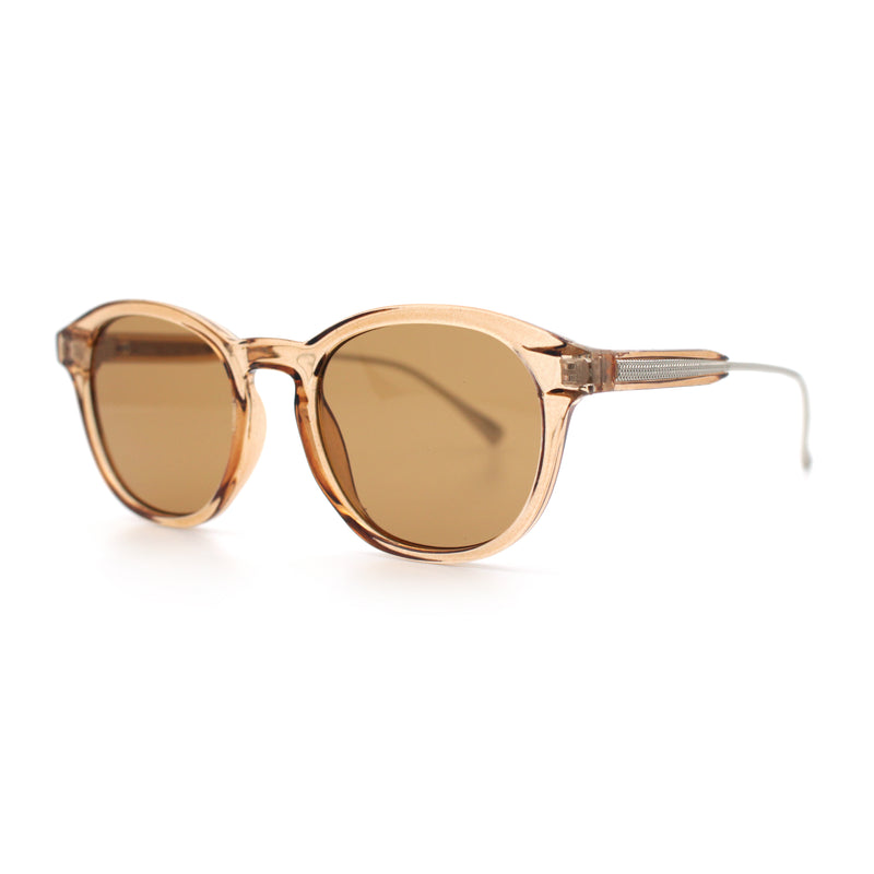 Mens Gentleman Hipster Horn Rim Keyhole Plastic Round Sunglasses