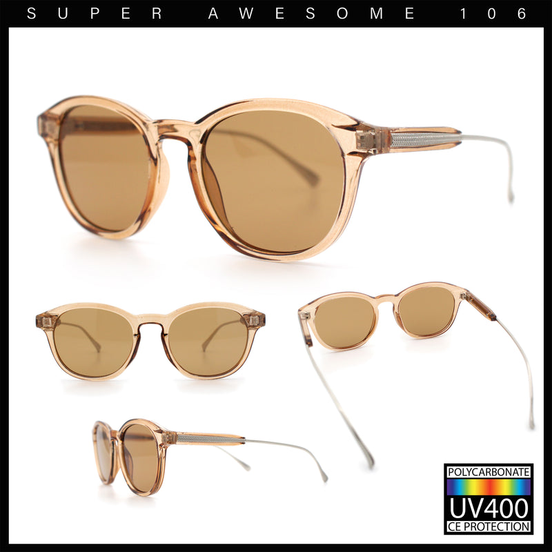 Mens Gentleman Hipster Horn Rim Keyhole Plastic Round Sunglasses