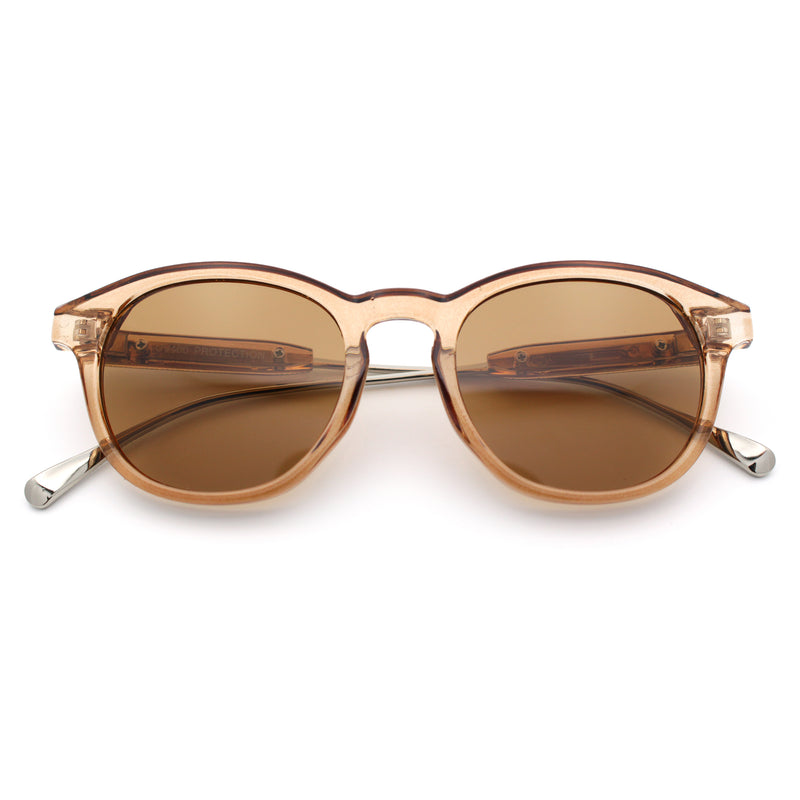 Mens Gentleman Hipster Horn Rim Keyhole Plastic Round Sunglasses