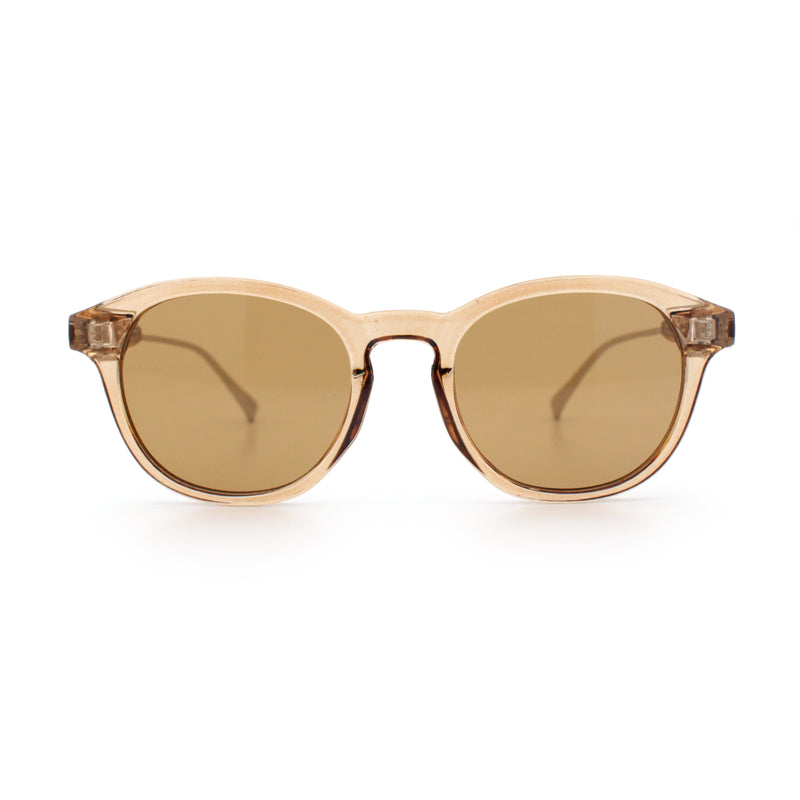 Mens Gentleman Hipster Horn Rim Keyhole Plastic Round Sunglasses
