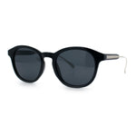 Mens Gentleman Hipster Horn Rim Keyhole Plastic Round Sunglasses