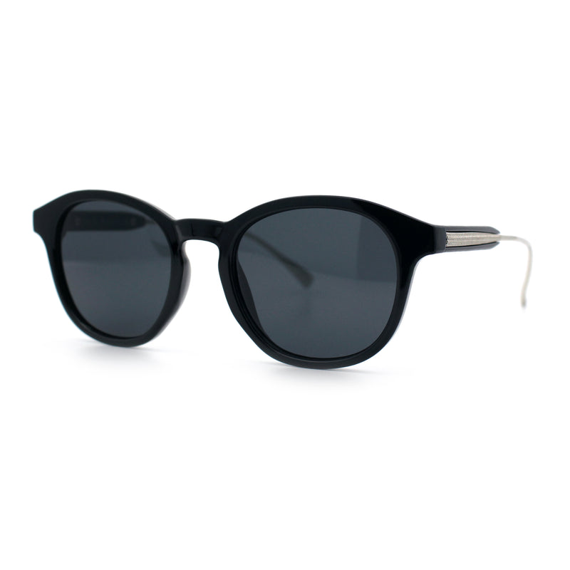 Mens Gentleman Hipster Horn Rim Keyhole Plastic Round Sunglasses