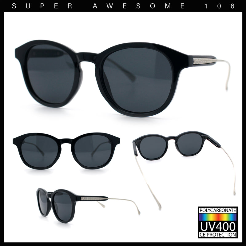 Mens Gentleman Hipster Horn Rim Keyhole Plastic Round Sunglasses