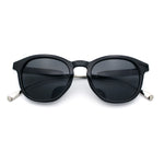 Mens Gentleman Hipster Horn Rim Keyhole Plastic Round Sunglasses