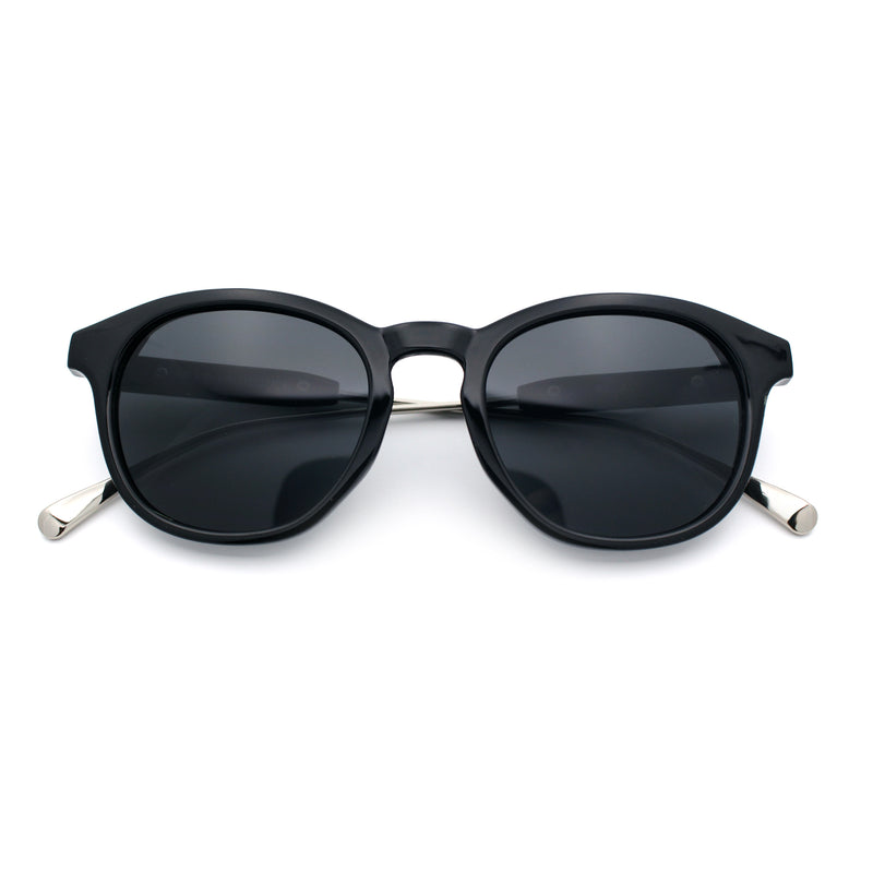 Mens Gentleman Hipster Horn Rim Keyhole Plastic Round Sunglasses