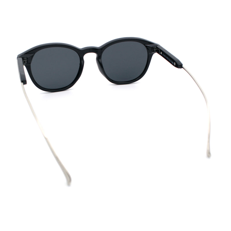 Mens Gentleman Hipster Horn Rim Keyhole Plastic Round Sunglasses