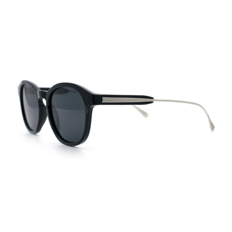 Mens Gentleman Hipster Horn Rim Keyhole Plastic Round Sunglasses