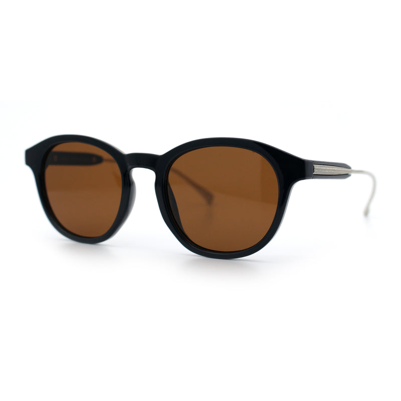Mens Gentleman Hipster Horn Rim Keyhole Plastic Round Sunglasses