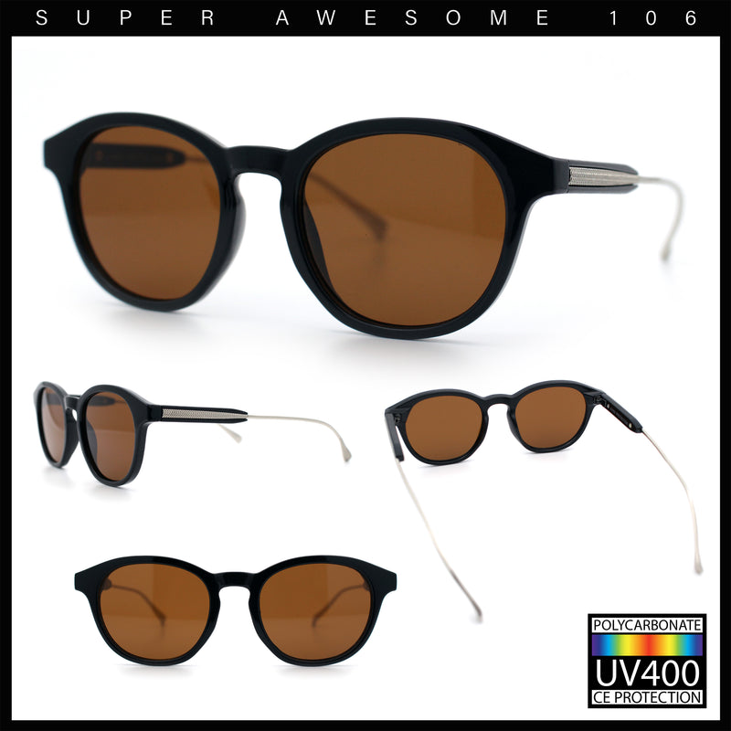 Mens Gentleman Hipster Horn Rim Keyhole Plastic Round Sunglasses