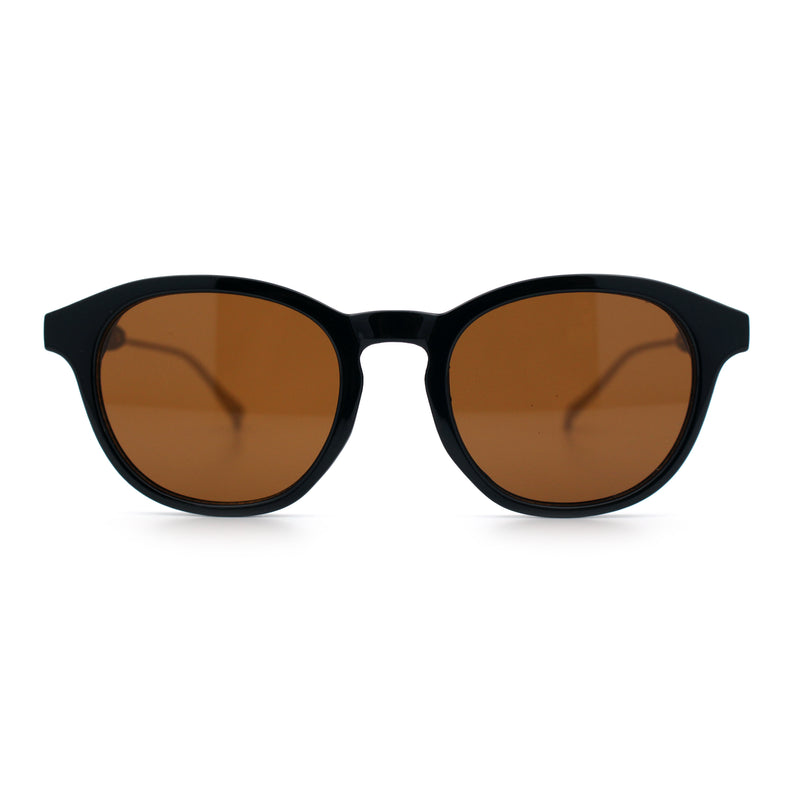 Mens Gentleman Hipster Horn Rim Keyhole Plastic Round Sunglasses