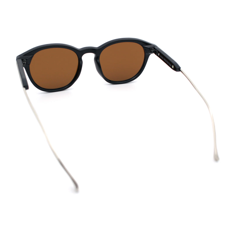Mens Gentleman Hipster Horn Rim Keyhole Plastic Round Sunglasses