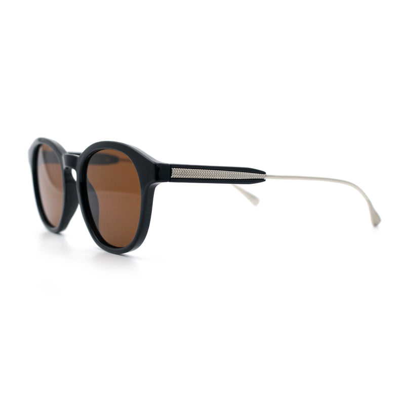 Mens Gentleman Hipster Horn Rim Keyhole Plastic Round Sunglasses