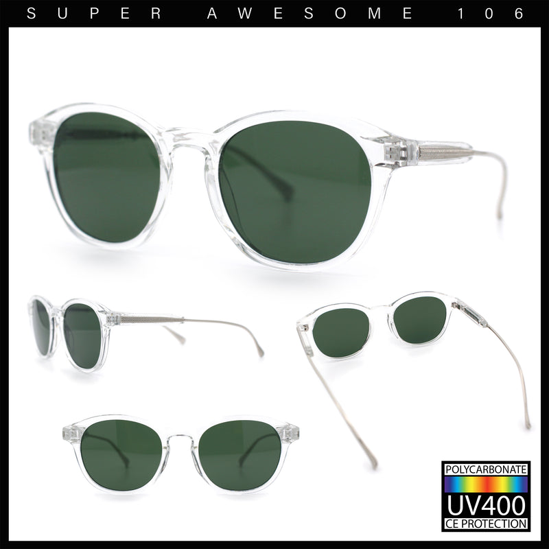 Mens Gentleman Hipster Horn Rim Keyhole Plastic Round Sunglasses