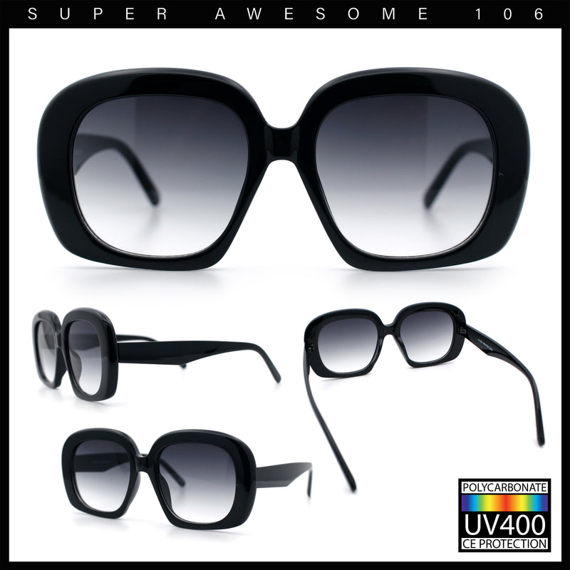 Womens Mod Retro Oversized Thick Plastic Minimal Designer Sunglasses