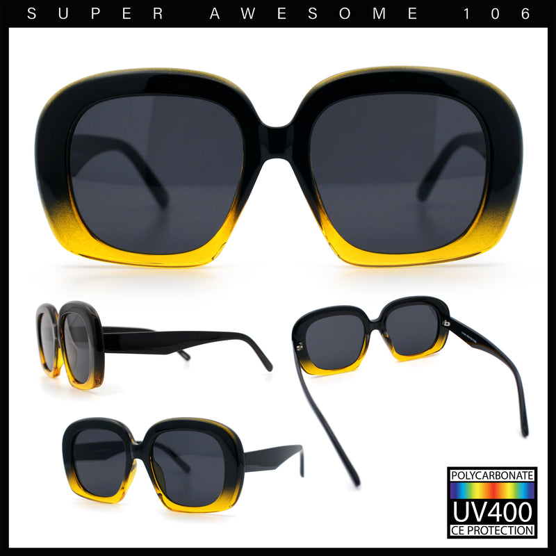 Womens Mod Retro Oversized Thick Plastic Minimal Designer Sunglasses