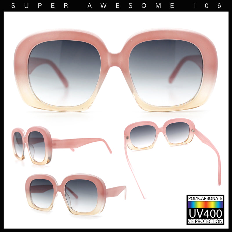 Womens Mod Retro Oversized Thick Plastic Minimal Designer Sunglasses