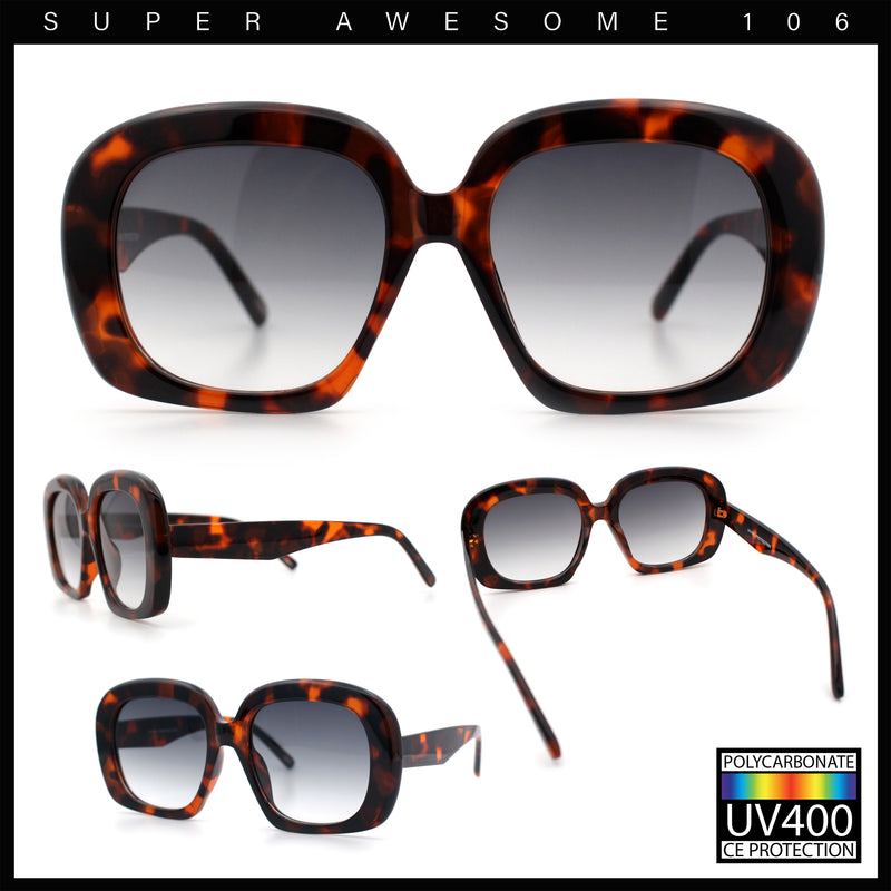 Womens Mod Retro Oversized Thick Plastic Minimal Designer Sunglasses