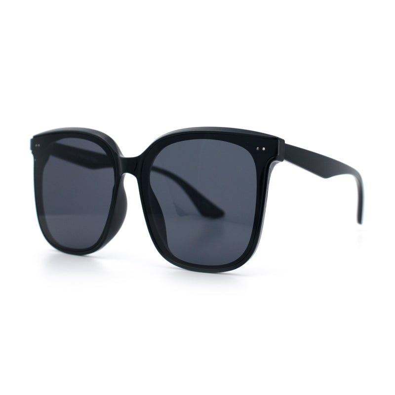Womens XXL Oversized Inset Lens Large Coverage Horn Rim Plastic Sunglasses
