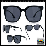 Womens XXL Oversized Inset Lens Large Coverage Horn Rim Plastic Sunglasses
